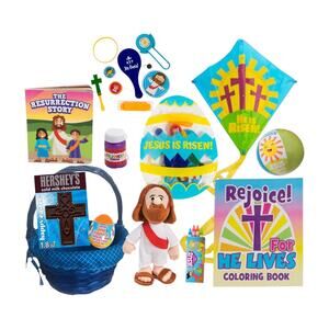 Christian Easter Basket Kids | He Is Risen | Plush, Candy, Toys, Coloring Book